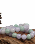 Baikalla Jewelry jade beads bracelet Jadeite Jade 13mm Round Green & Lavender Beads Bracelet ( 13 mm )