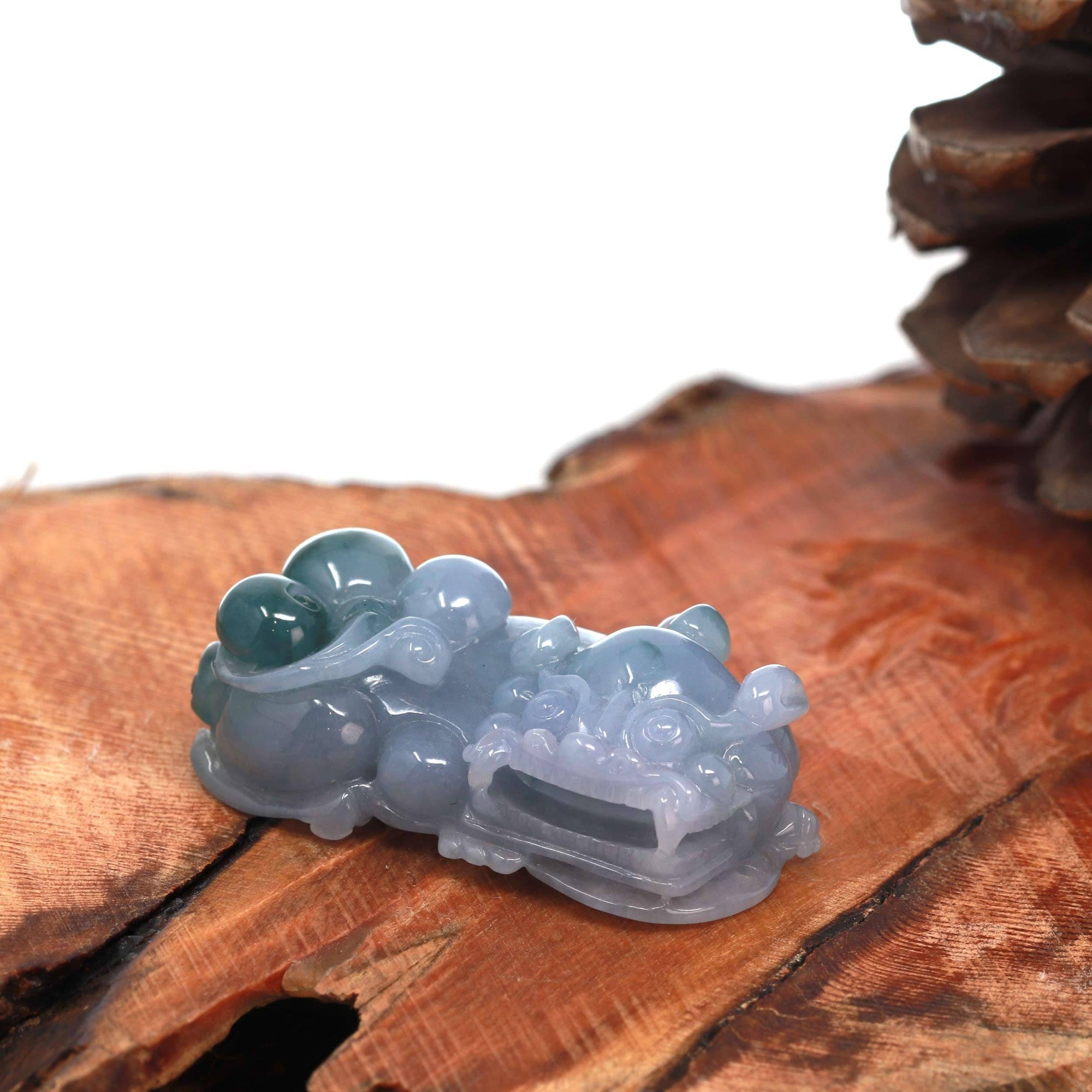 Baikalla Jewelry genuine jadeite carving Baikalla™ Pi Xiu Genuine Burmese Blue Green Icy Jadeite Jade PiXiu Pendant Necklace (FengShui Lucky)