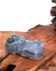 Baikalla Jewelry genuine jadeite carving Baikalla™ Pi Xiu Genuine Burmese Blue Green Icy Jadeite Jade PiXiu Pendant Necklace (FengShui Lucky)