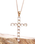 Baikalla Jewelry Gold Jadeite Necklace Baikalla™ "Ice Jade Cross" 18k Rose Gold Ice Jadeite Jade Diamond Cross Pendant Necklace