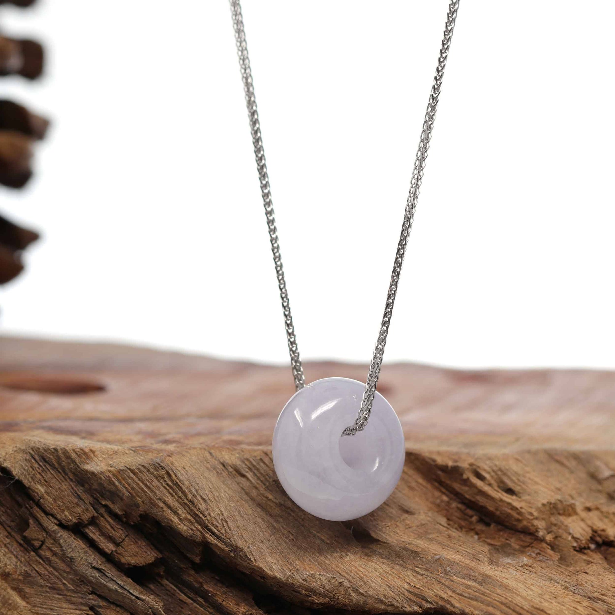 Baikalla Jewelry Jade Pendant Necklace Baikalla &quot;Good Luck Button&quot; Necklace Lavender Jadeite Jade Lucky KouKou Pendant Necklace