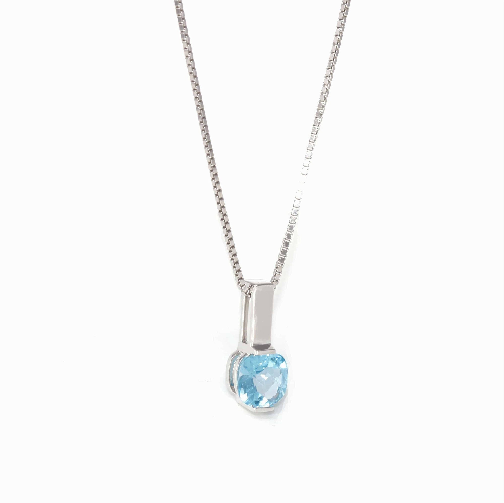 Baikalla Jewelry Gemstone Pendant Necklace Swiss Blue Topaz Baikalla™ 14k White Gold Natural Topaz Prong Set Necklace