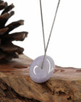 Baikalla Jewelry Jade Pendant Necklace "Good Luck Button" Necklace Lavender Jadeite Jade Lucky Ping An Kou Necklace