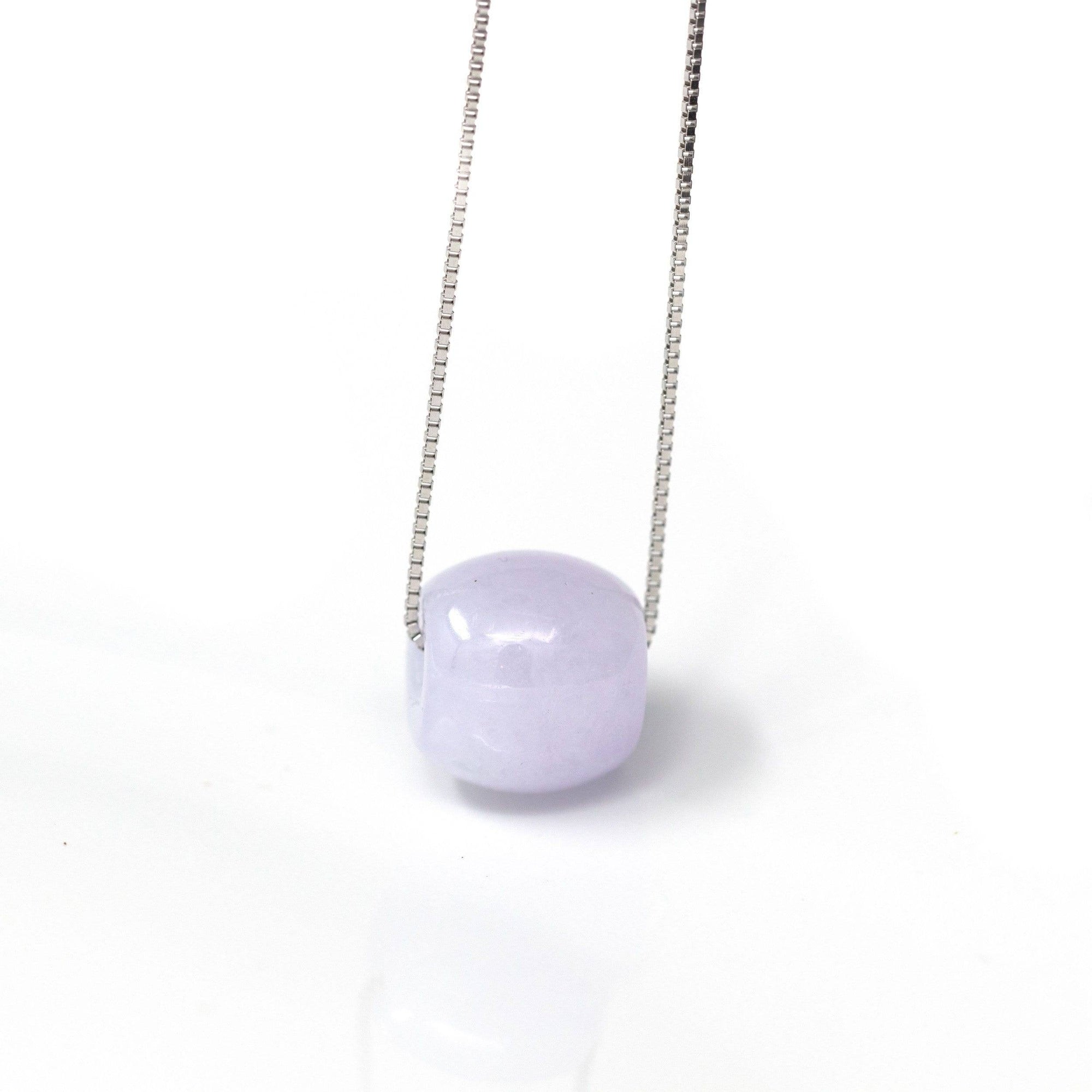 Baikalla Jewelry Jade Pendant Necklace Baikalla™ &quot;Good Luck Button&quot; Necklace Real Lavender Jade Lucky TongTong Pendant Necklace