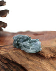 Baikalla Jewelry genuine jadeite carving Genuine Burmese Ice Blue Jadeite Jade PiXiu Pendant Necklace