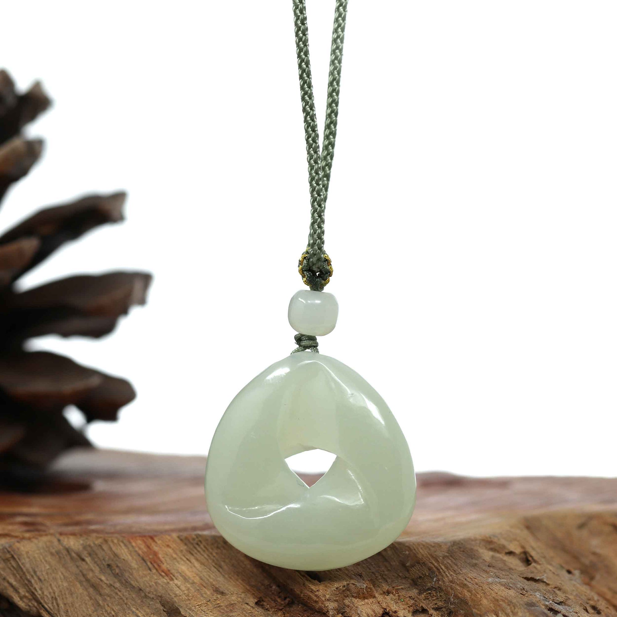 Baikalla Jewelry Jade Pendant Necklace Genuine White Nephrite Jade Violin Pendant Necklace