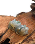 Baikalla Jewelry genuine jadeite carving Baikalla™ Pi Xiu Genuine Burmese Blue Green W/ Yellow Accents Jadeite Jade PiXiu Pendant Necklace (FengShui Lucky)