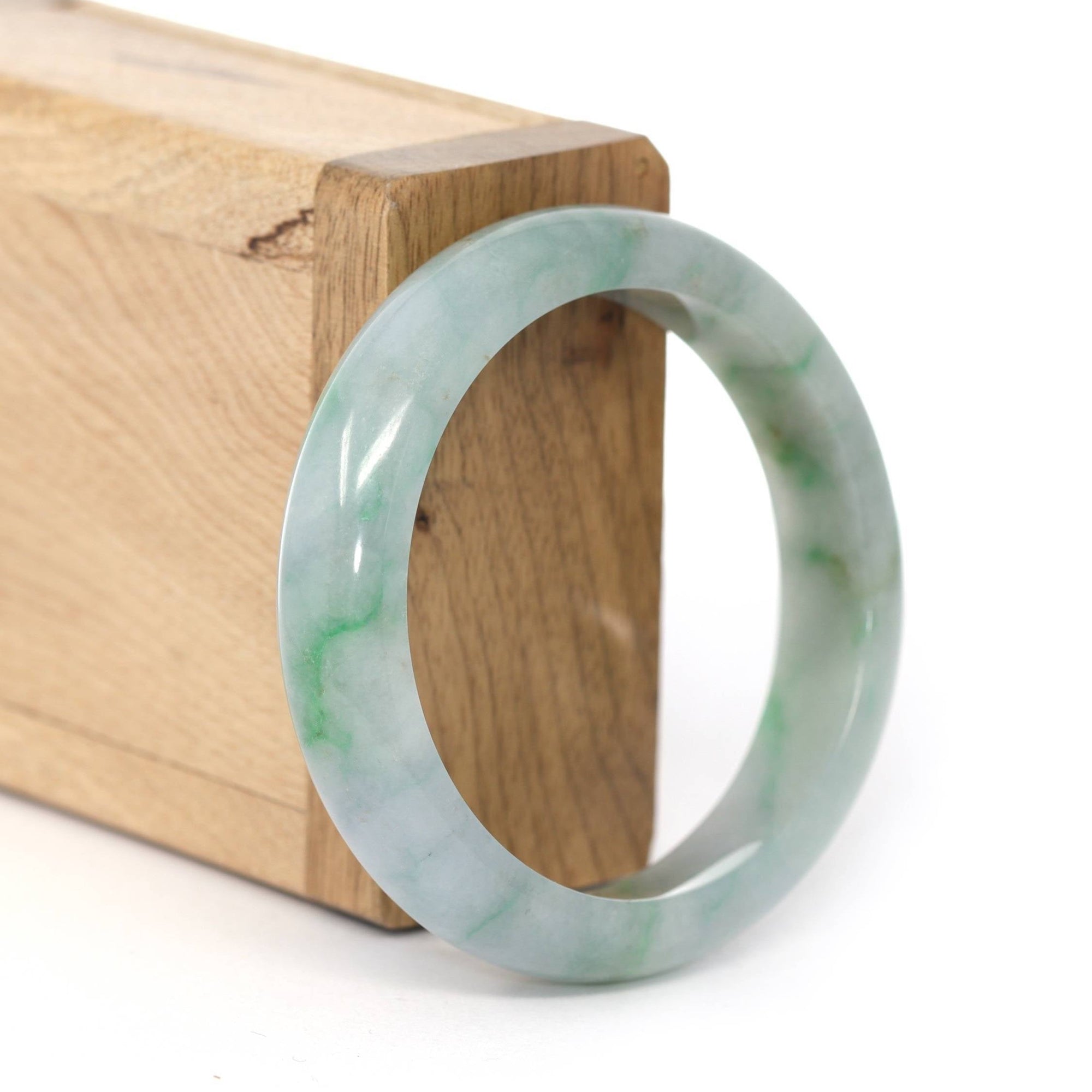 Baikalla Jewelry Jadeite Jade Bangle Bracelet Baikalla &quot;Classic Bangle&quot; Blue Green Natural Burmese Jadeite Jade Bangle ( 52.58 mm ) 