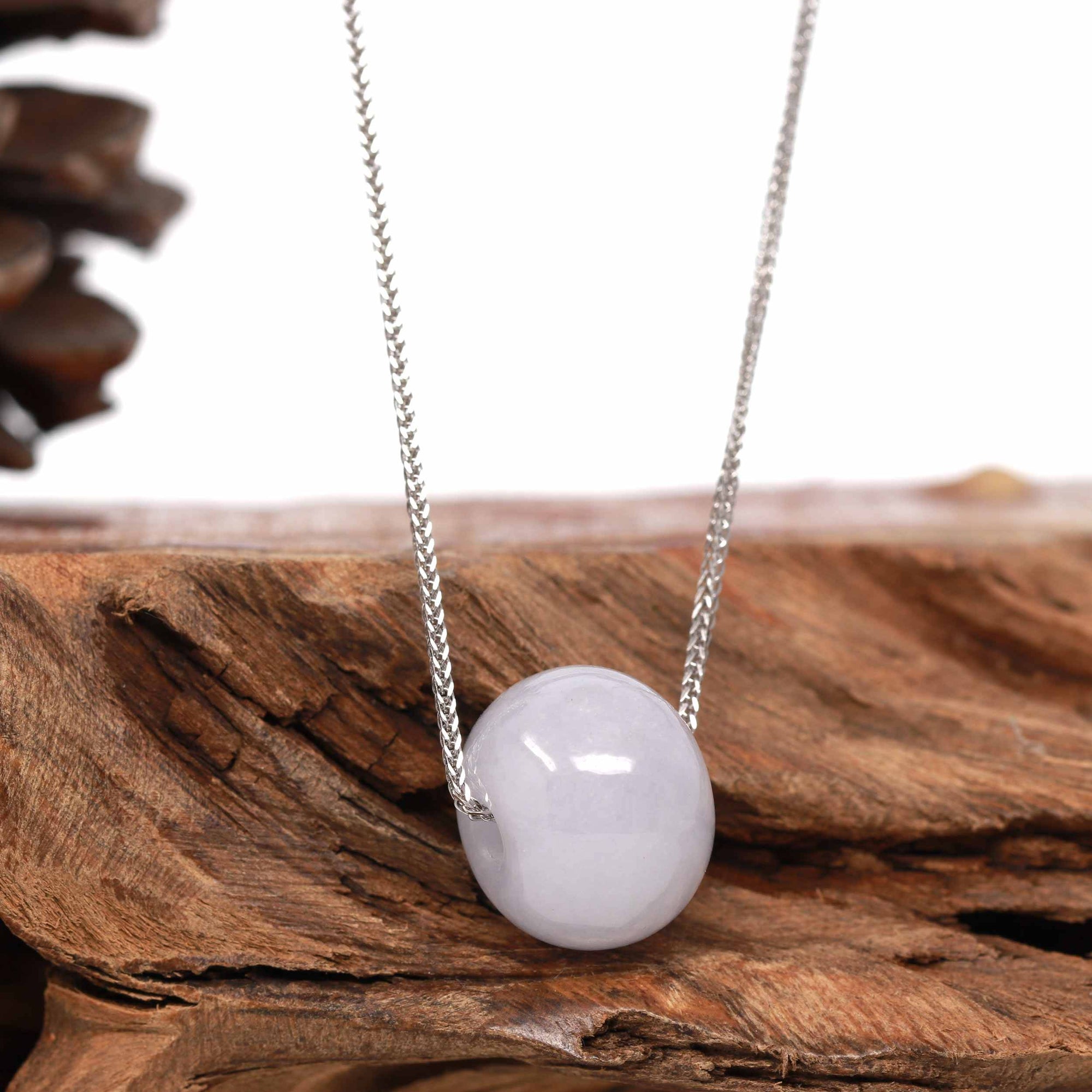 Baikalla Jewelry Jade Pendant Necklace Baikalla™ "Good Luck Button" Necklace Light Lavender Jade Lucky KouKou Pendant Necklace