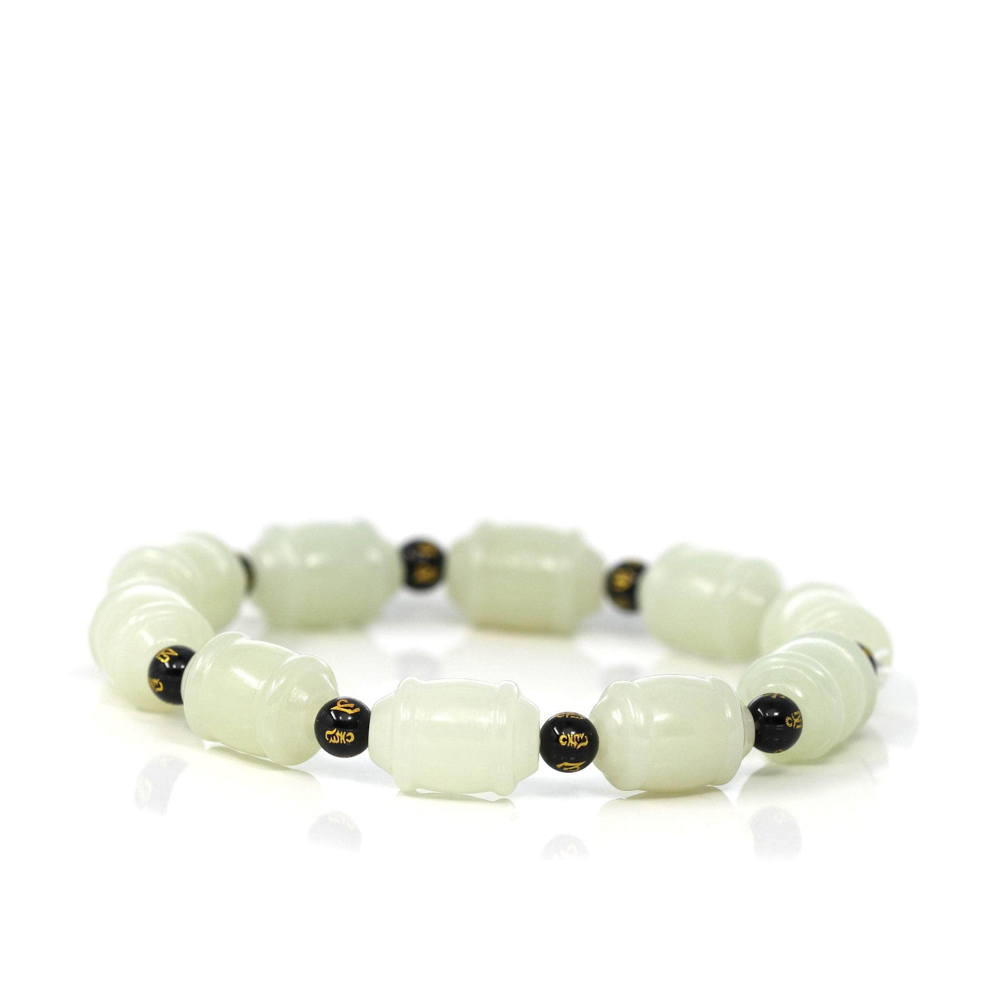 Baikalla Jewelry jade beads bracelet Genuine Nephrite Jade Buddha Symbol TongTong Men&#39;s Bracelet