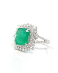 Baikalla Jewelry 14k gold emerald ring 14k White Gold Natural Emerald Ring with Diamonds