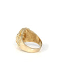 Baikalla Jewelry Gold Diamond Men's Ring 14k Solid Yellow Gold Nugget Men's Lion Band Ring