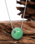 Baikalla Jewelry Jade Pendant Necklace Baikalla™ "Good Luck Button" Necklace Real Deep Green Jade Lucky TongTong Pendant Necklace