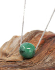 Baikalla Jewelry Jade Pendant Necklace Gold Plated Silver Wheat Chain Baikalla™ "Good Luck Button" Necklace Real Blue-Green Jade Lucky TongTong Pendant Necklace