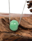 Baikalla Jewelry Jade Pendant Necklace Baikalla™ "Good Luck Button" Necklace Real Vibrant Green Jade Lucky TongTong Pendant Necklace