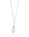 Baikalla Jewelry Gemstone Pendant Necklace 14k White Gold Natural Swiss Blue Topaz Tear Drop Necklace With Diamonds