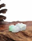 Baikalla Jewelry genuine jadeite carving Genuine Burmese Lavender & Green Jadeite Jade PiXiu Pendant Necklace