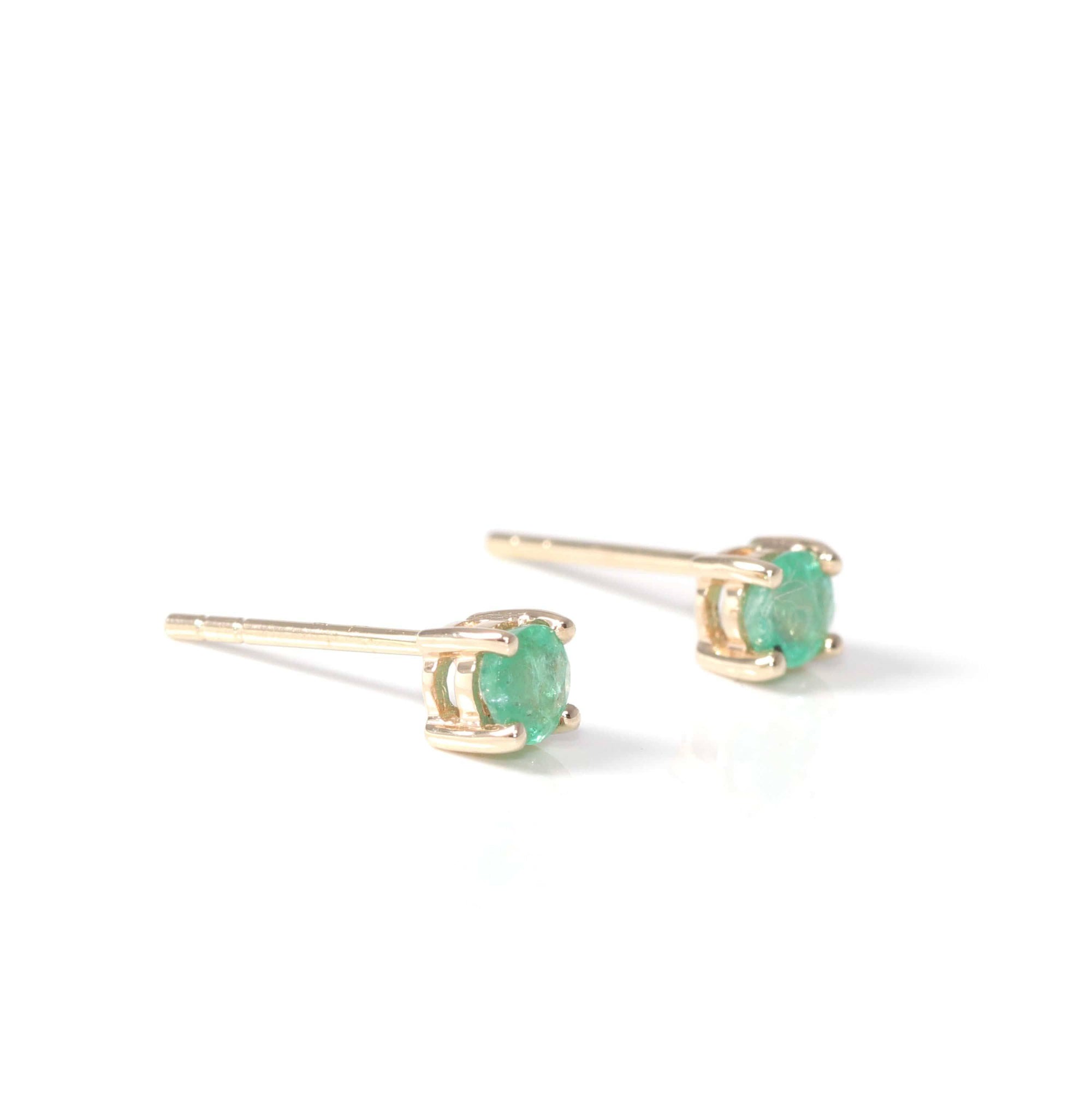 Baikalla Jewelry Gold Gemstone Earrings Baikalla™ 14K Classic Yellow Gold Natural Emerald Earrings