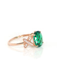 Baikalla Jewelry Gold Sapphire Ring 14k Rose Gold Lab-Created Emerald Ring With CZ