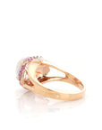 Baikalla Jewelry Jadeite Engagement Ring 18k Rose Gold Natural Ice Jadeite Engagement Ring With Diamonds and Ruby