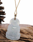 Baikalla Jewelry Jade Guanyin Pendant Necklace Baikalla 14k "Goddess of Compassion" Genuine Burmese Jadeite Jade Guanyin Necklace With Good Luck Design