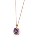 Baikalla Jewelry Gemstone Pendant Necklace 18K Rose Gold AA Royal Amethyst Cushion Cut Pendant Necklace With Diamonds