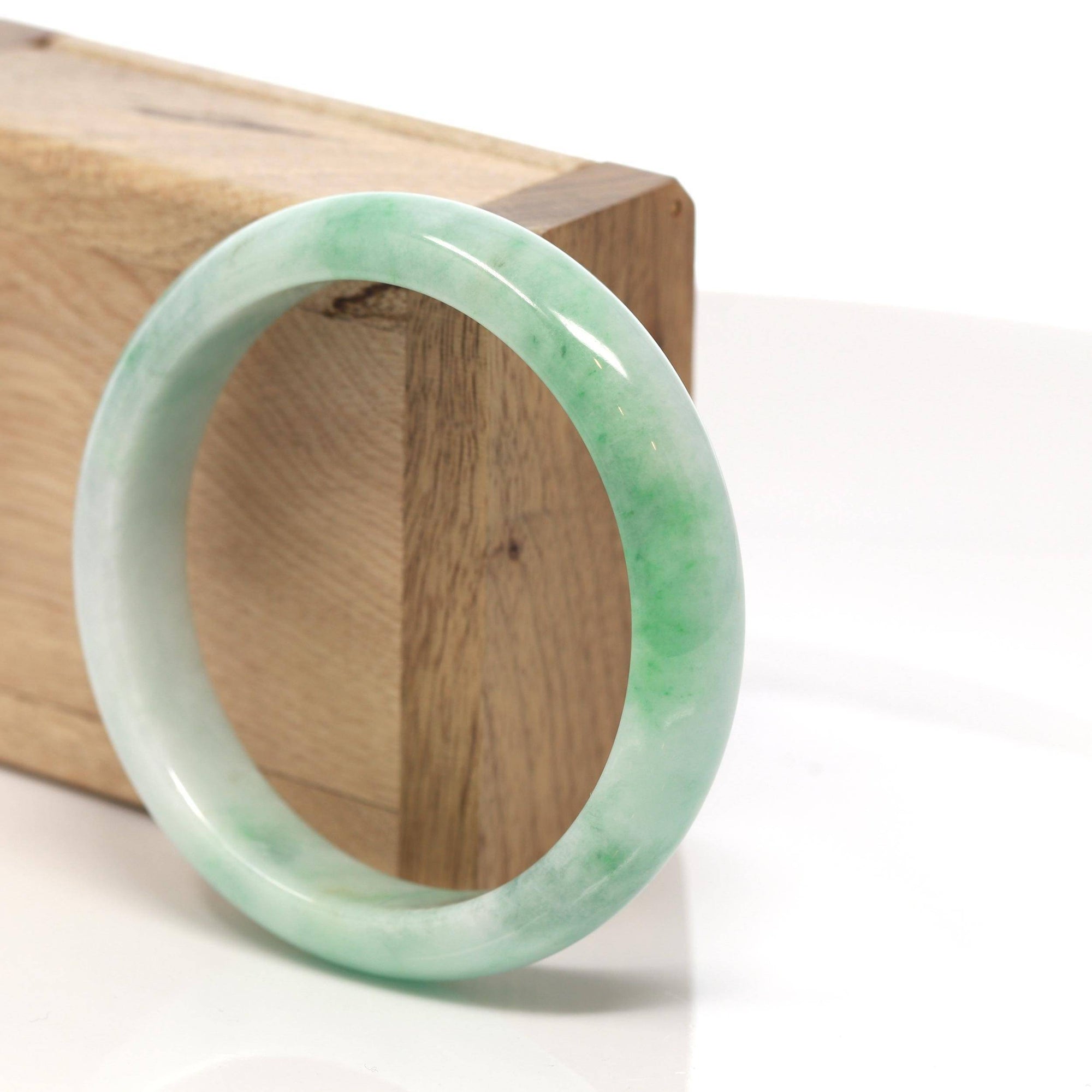 Baikalla Jewelry Jadeite Jade Bangle Bracelet Baikalla™ &quot;Classic Bangle&quot; Genuine Burmese Green Jadeite Jade Bangle Bracelet ( 56.13 mm) 