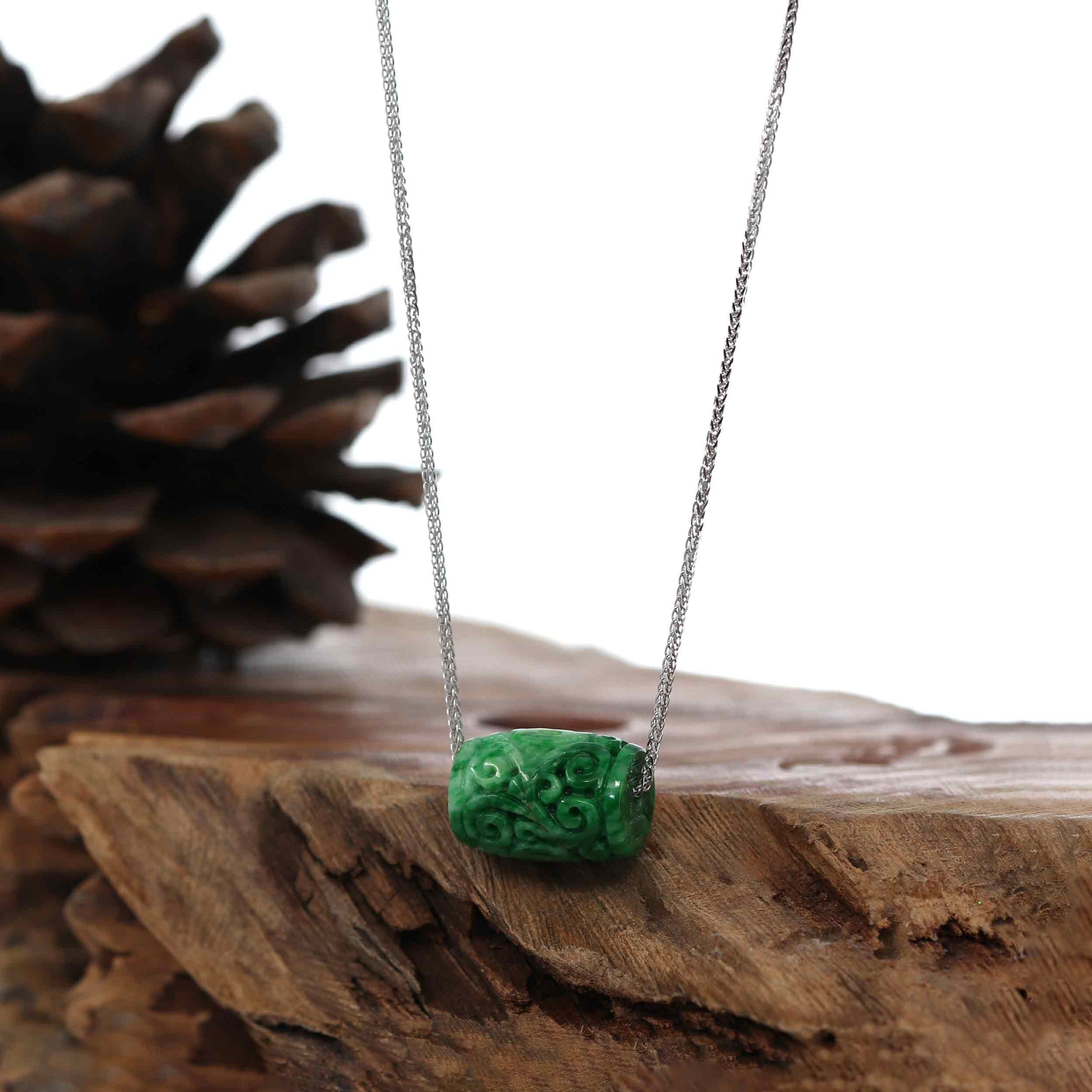 Baikalla Jewelry Jade Pendant Necklace Baikalla™ "Good Luck Button" Necklace Green Jadeite Jade Lucky TongTong Pendant Necklace