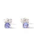 Baikalla Jewelry Gold Gemstone Earrings Purple Tanzanite Earrings Baikalla™ 14k White Gold Natural Tanzanite 4 Prong Stud Earrings