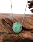 Baikalla Jewelry Jade Pendant Necklace Baikalla™ "Good Luck Button" Necklace Real Deep Green Jade Lucky TongTong Pendant Necklace