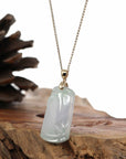 Baikalla Jewelry Jade Pendant Necklace Genuine Light Lavender Jadeite Jade Good Luck Bamboo ( Jie Jie Gao Sheng ) Pendant Necklace With 14k Yellow Gold Bail