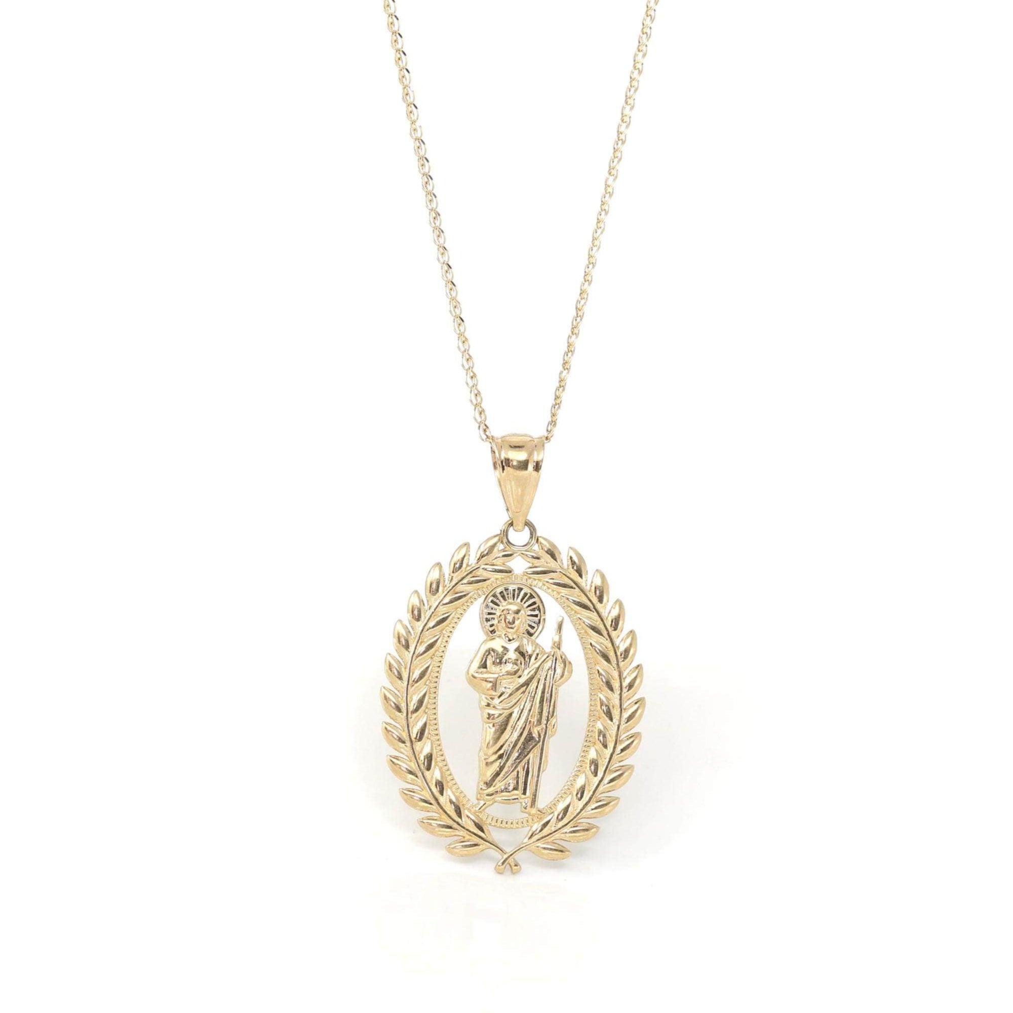 Baikalla Jewelry 14K Pure Yellow Gold Pendant Pendant Only 14k Yellow Gold Jesus Charm Necklace