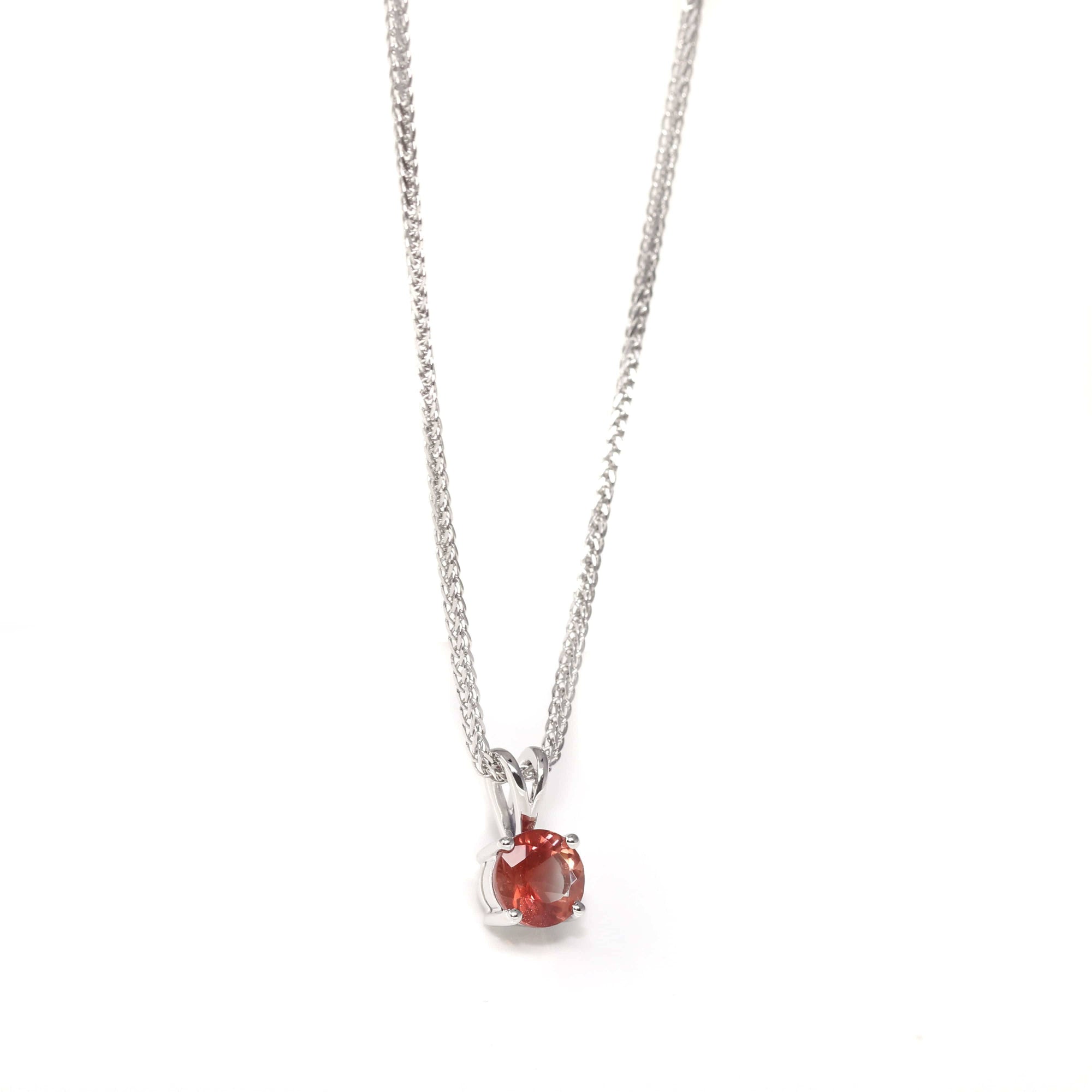 Baikalla Jewelry Silver Sunstone Necklace Sterling Silver Red Ponderosa Sunstone Necklace With Bezel Set white Sapphire