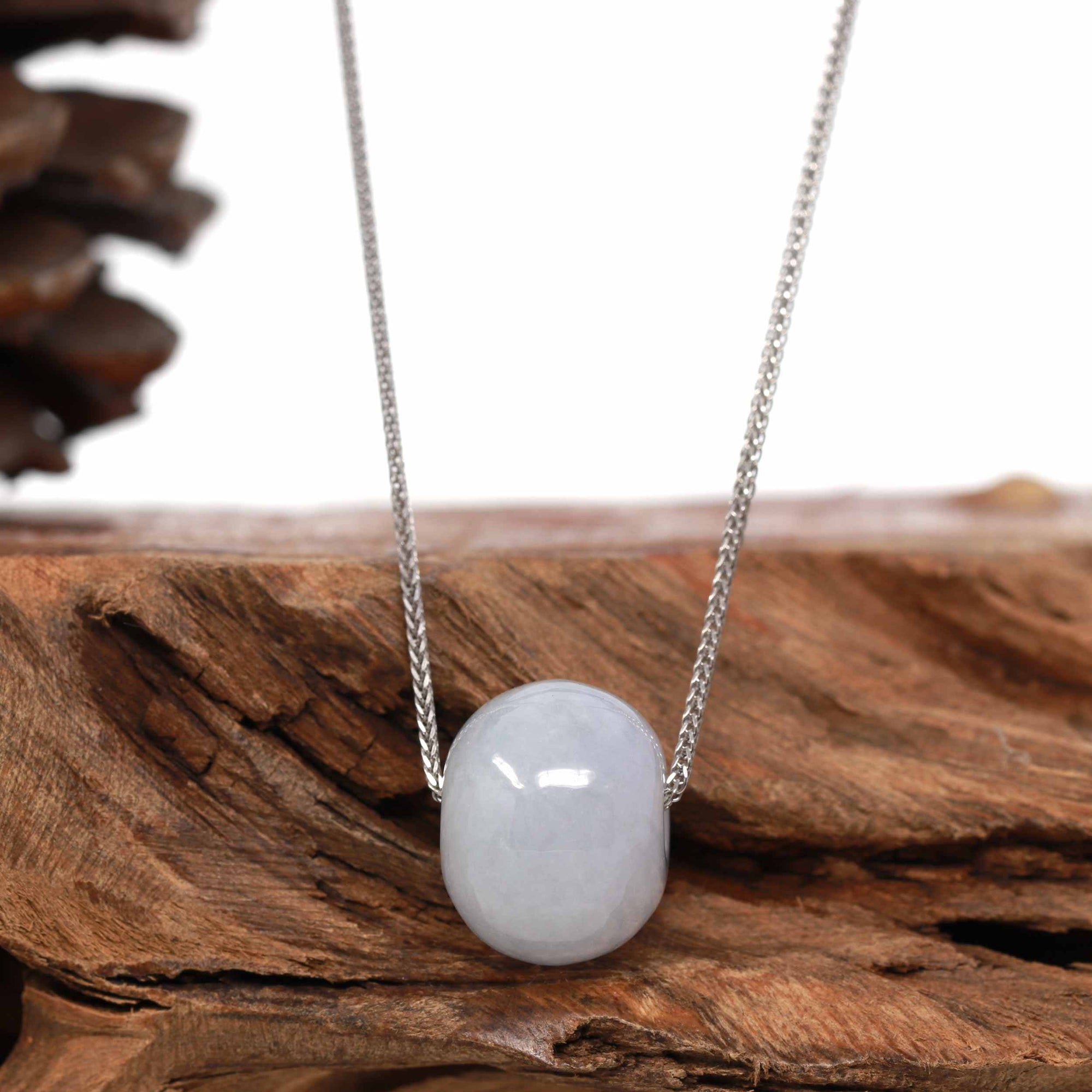 Baikalla Jewelry Jade Pendant Necklace Baikalla™ &quot;Good Luck Button&quot; Necklace Light Lavender Jade Lucky KouKou Pendant Necklace