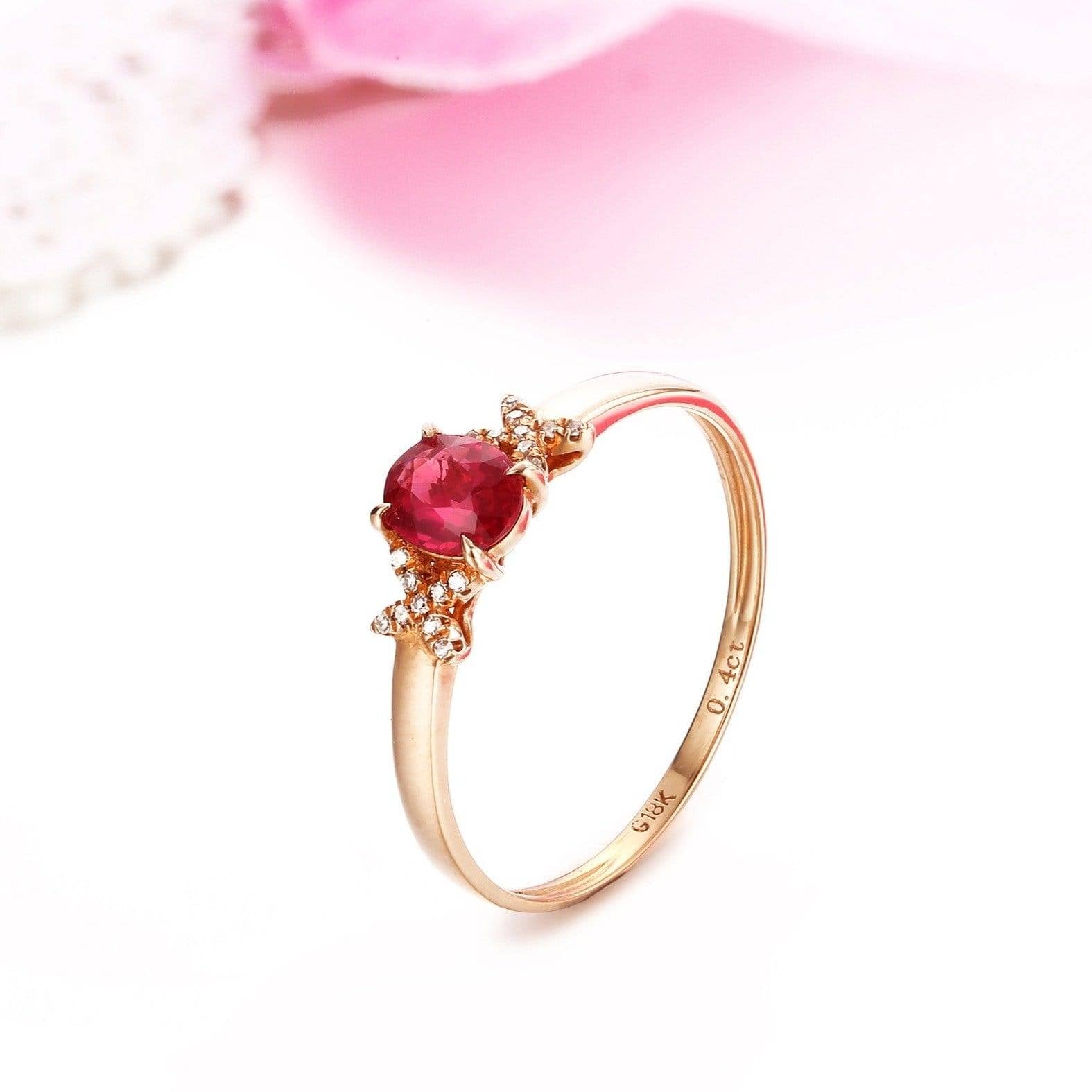 Baikalla Jewelry Gold Ruby Ring 4 Baikalla™ 18k Rose Gold &amp; Natural A Ruby ( 2/5 ct )Ring With Diamonds