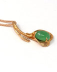 Baikalla Jewelry 18k Gold Jadeite Necklace 18K Rose Gold Genuine Imperial Jadeite Flower Pendant with Diamonds