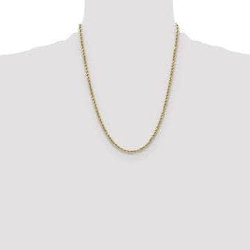 Baikalla Jewelry 14K Yellow Gold Pendant 14K 3.3 mm Solid Diamond-cut Rope with Lobster Clasp Gold Chain