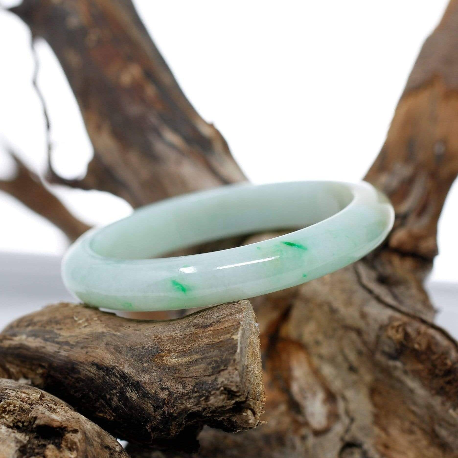 Natural White Green Nephrite Jade 2024 A Burmese Bangle