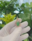 18K Rose Gold Oval Imperial Jadeite Jade Cabochon Necklace with Diamonds