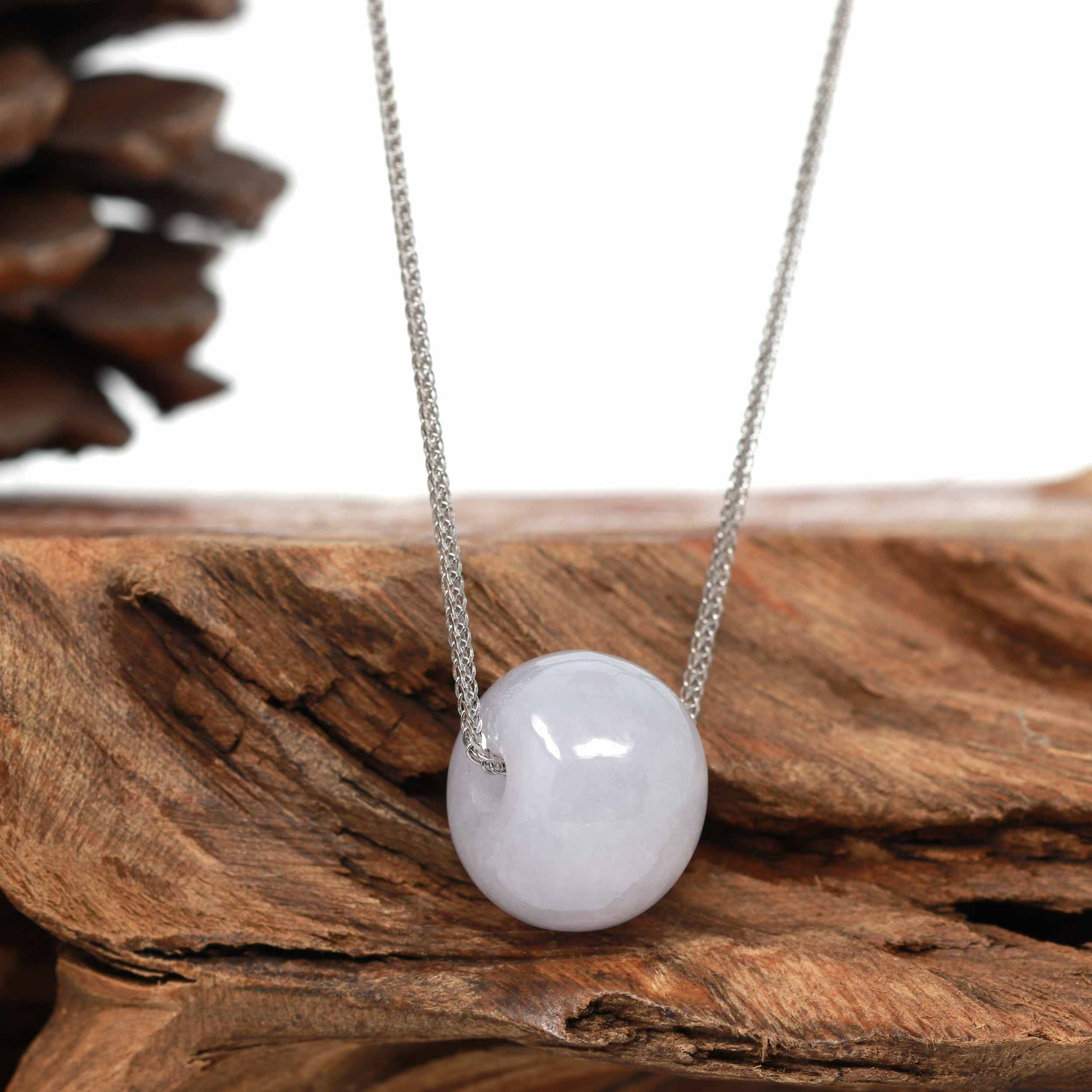 Baikalla Jewelry Jade Pendant Necklace Baikalla™ "Good Luck Button" Necklace Light Lavender Jade Lucky KouKou Pendant Necklace