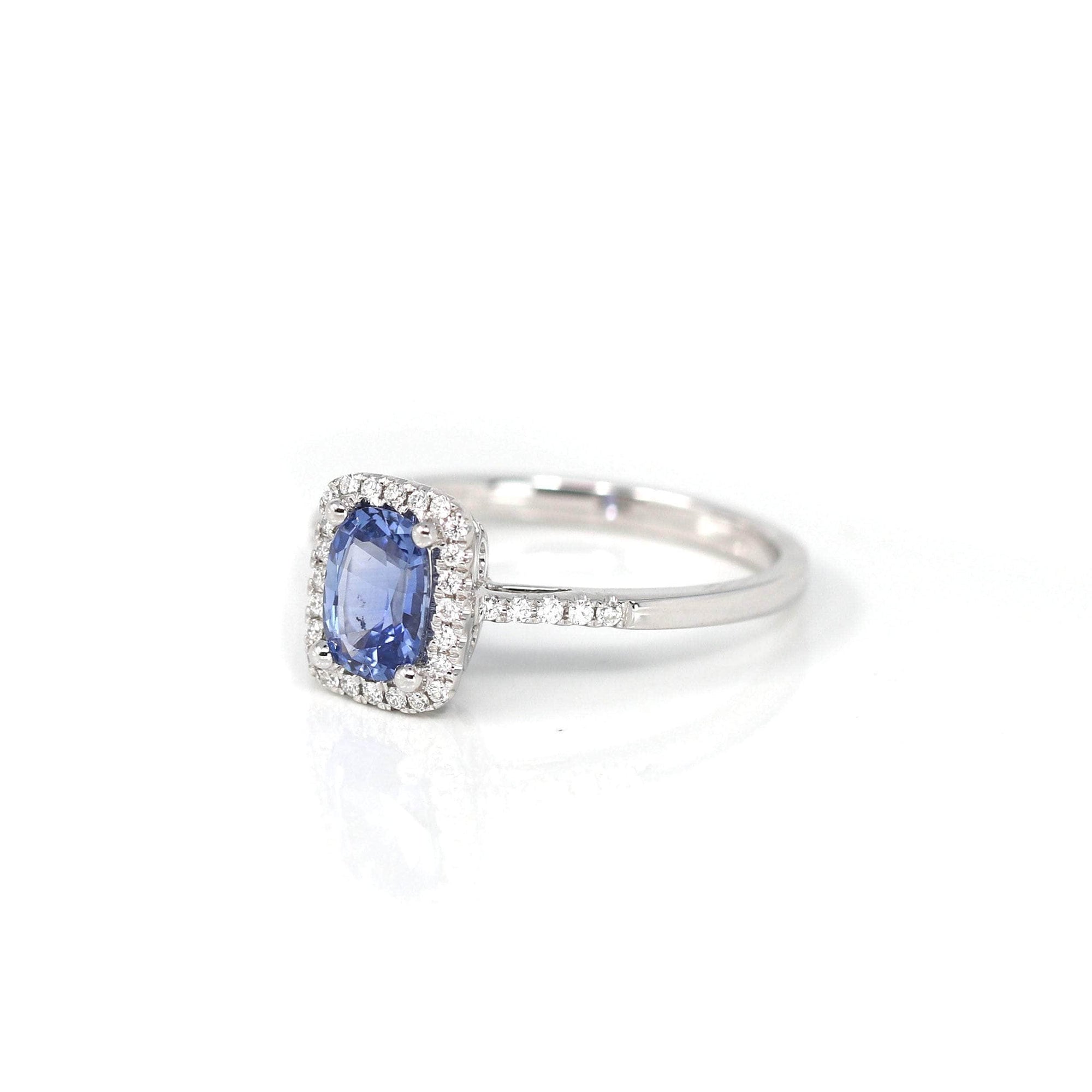 Baikalla Jewelry Gold Sapphire Ring 14k White Gold Natural Blue Sapphire Ring with Diamonds