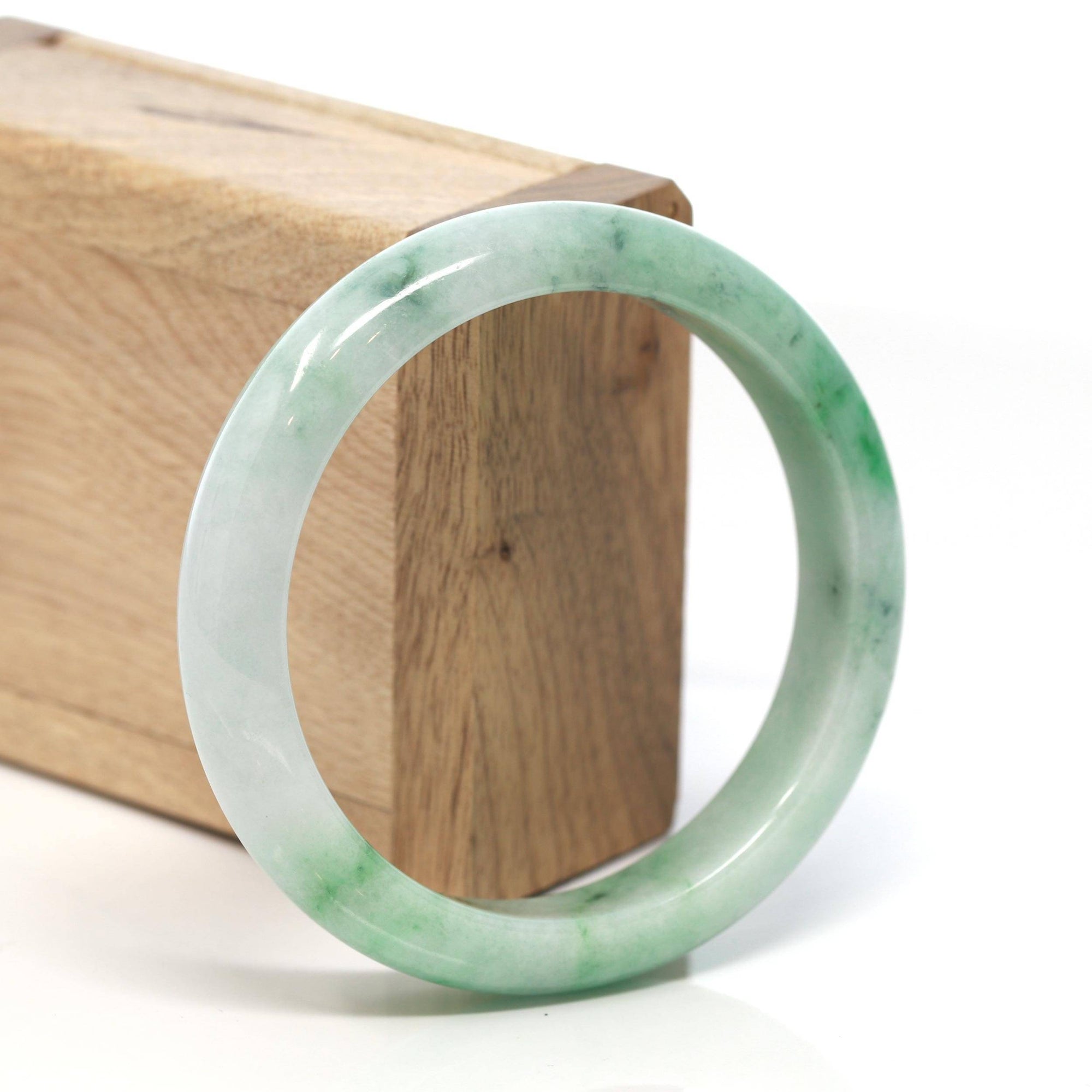 Baikalla Jewelry Jadeite Jade Bangle Bracelet Baikalla™ "Classic Bangle" Genuine Burmese Green Jadeite Jade Bangle Bracelet ( 58.3mm) #133