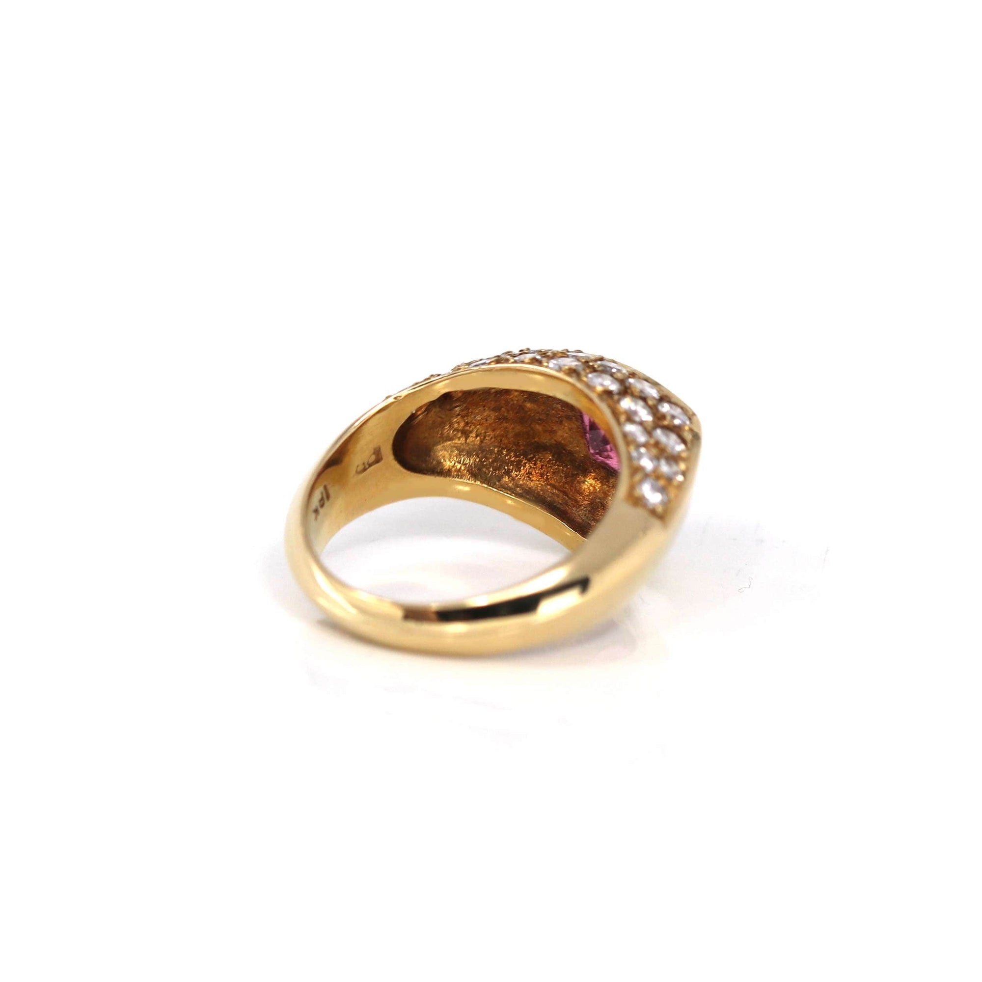 Baikalla Jewelry 18K Gold Tourmaline Ring 18k Yellow Gold Natural Pink Tourmaline Diamond Pinky Ring