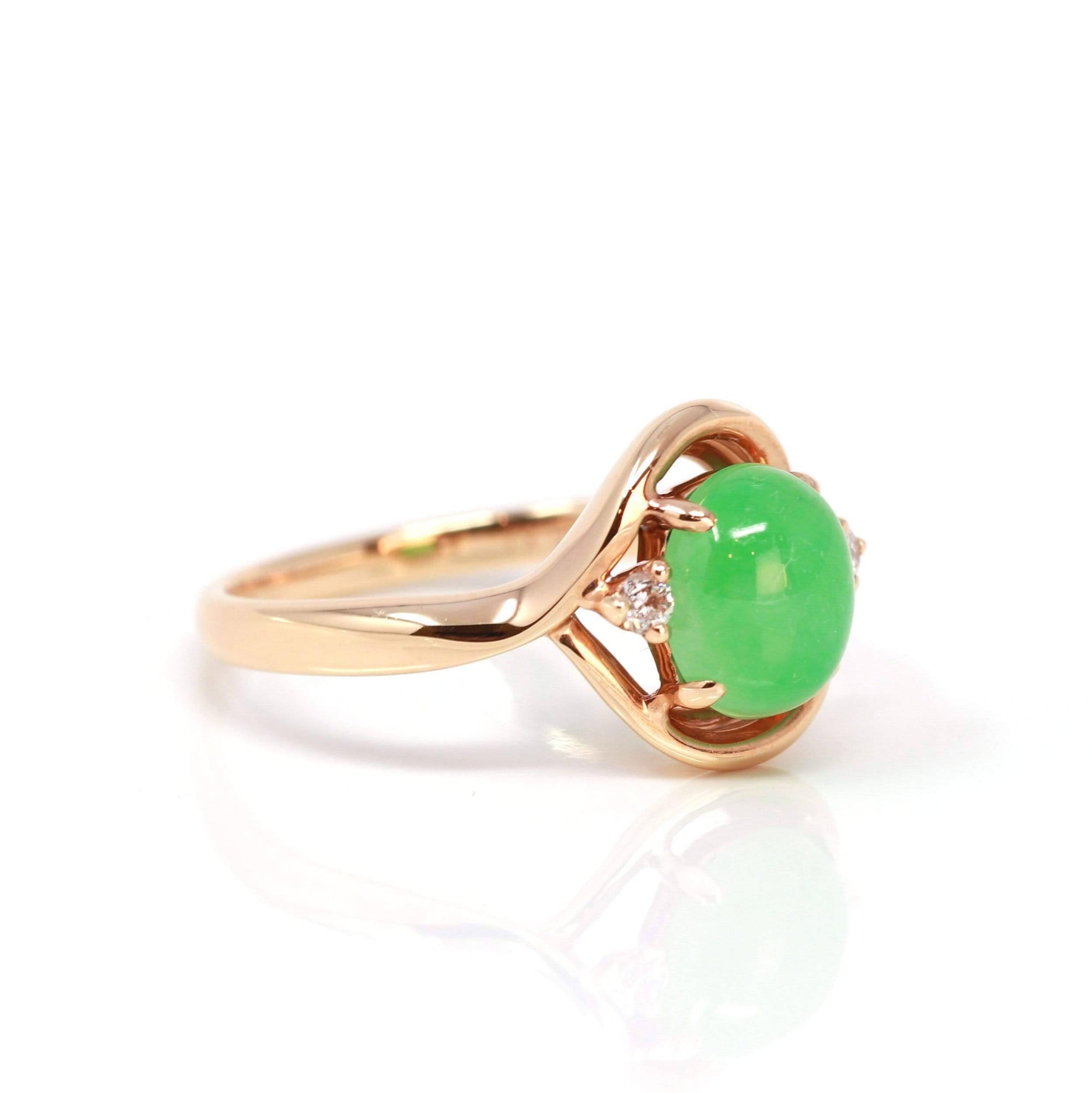 Baikalla Jewelry Jadeite Engagement Ring Baikalla™ &quot;Irina&quot; 18k Rose Gold Natural Imperial Jadeite Engagment Ring