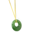 Baikalla Jewelry Jade Pendant Necklace Genuine HeTian Nephrite Green Jade Lucky KouKou Circle Pendant Necklace