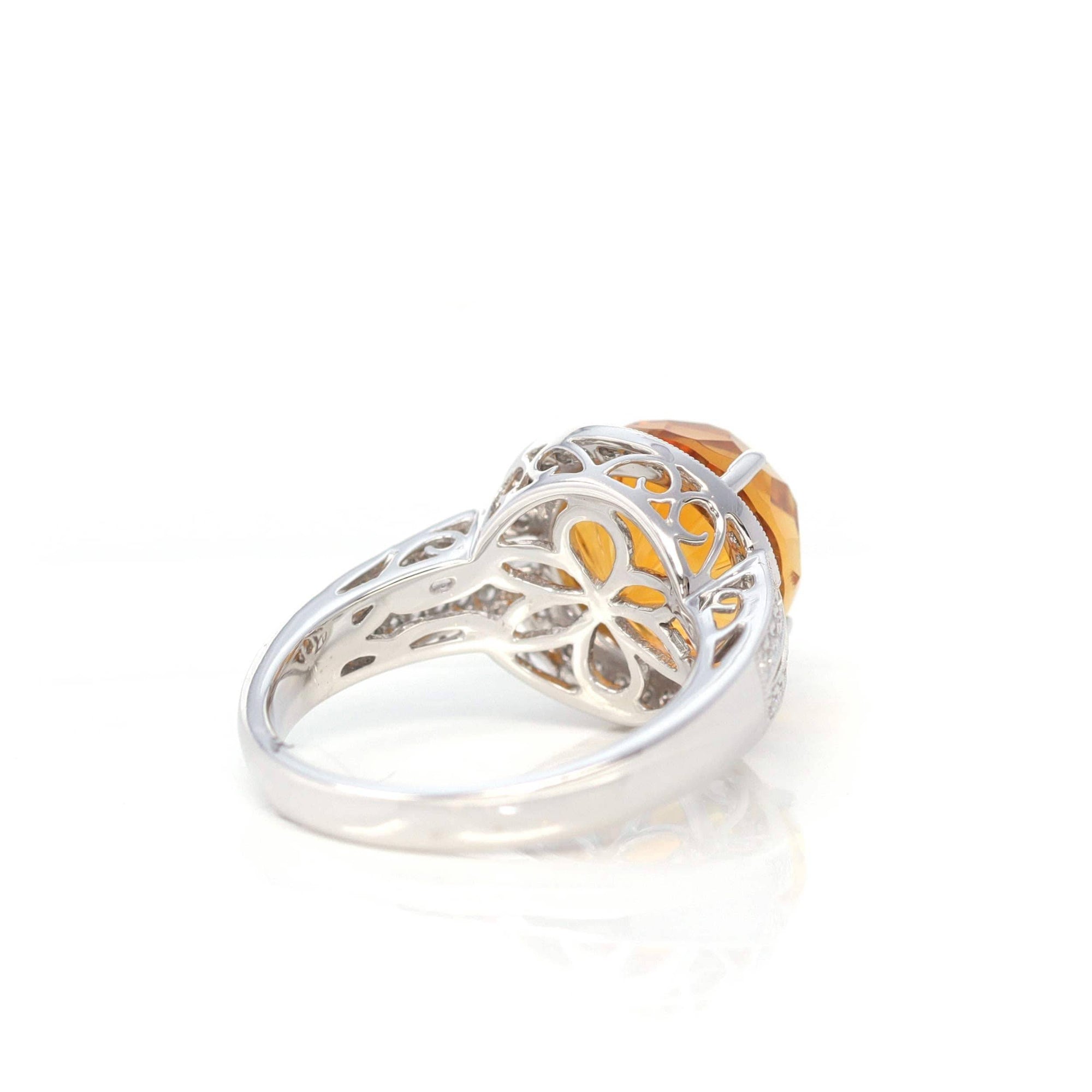 Baikalla Jewelry Gemstone Ring Baikalla 14K White Gold Faceted Cabochon Natural Citrine Ring CTW 1/4