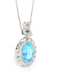 Baikalla Jewelry Silver Topaz Necklace Sterling Silver Natural Topaz Luxury Pendant Necklace With Lovely Bear