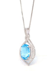 Baikalla Jewelry Silver Topaz Necklace Sterling Silver Natural Topaz Luxury Pendant Necklace With CZ