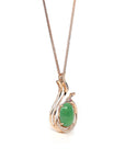 Baikalla Jewelry 18k Gold Jadeite Necklace 18K Rose Gold Oval Imperial Jadeite Jade Cabochon Necklace with Diamonds