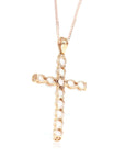 Baikalla Jewelry Gold Jadeite Necklace Baikalla™ "Ice Jade Cross" 18k Rose Gold Ice Jadeite Jade Diamond Cross Pendant Necklace